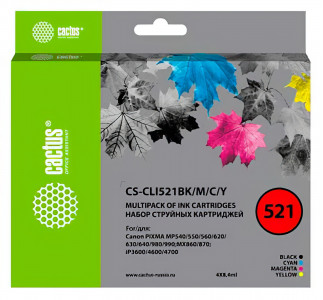 Набор совместимых картриджей Cactus CS-CLI-521CMYK 2933B004-2936B004