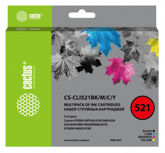Набор совместимых картриджей Cactus CLI-521CMYK