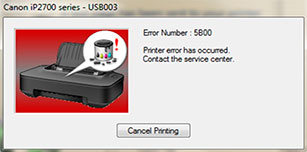 Код ошибки Canon 5B00 (5B02, 1700, E8, E08, E27, P07): значение, причины, устранение